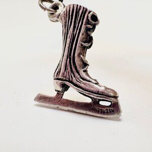 Ice Skate Three Dimensional Pendant VTG Sterling Silver 925 Size 1" Length